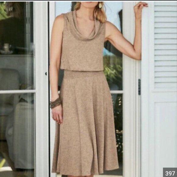 Soft Surroundings Kerry Dress Cowl Neck Smocked Soft Stretchy Flowy Sz M - Picture 1 of 5